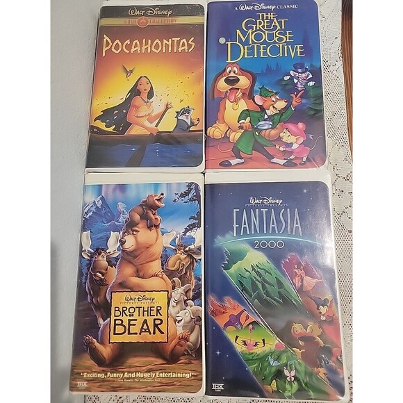 Walt Disney Lot Of 4 Vhs Tapes Great Mouse Detective Pocahontas Brother Bear... - Picture 1 of 15